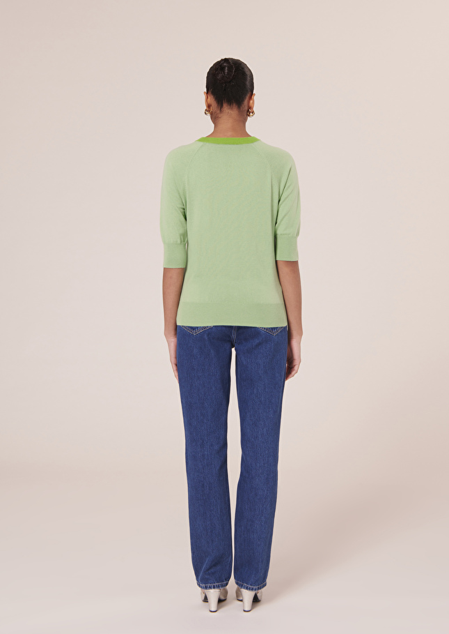 Pull Pastellevert en laine et coton