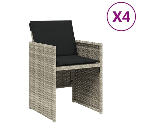 VIDAXL - Chaises de jardin avec coussins 4 pcs gris clair résine tres...
