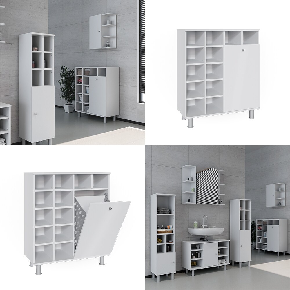 Vicco Wäscheschrank Fynn Badschrank mit Wäschekorb Badezimmerschrank Badmöbel