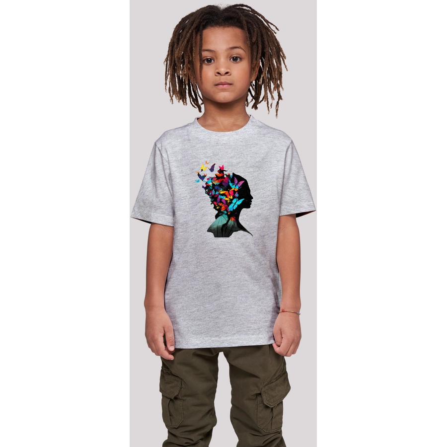 F4NT4STIC T-Shirt Schmetterling Silhouette TEE UNISEX heather grey