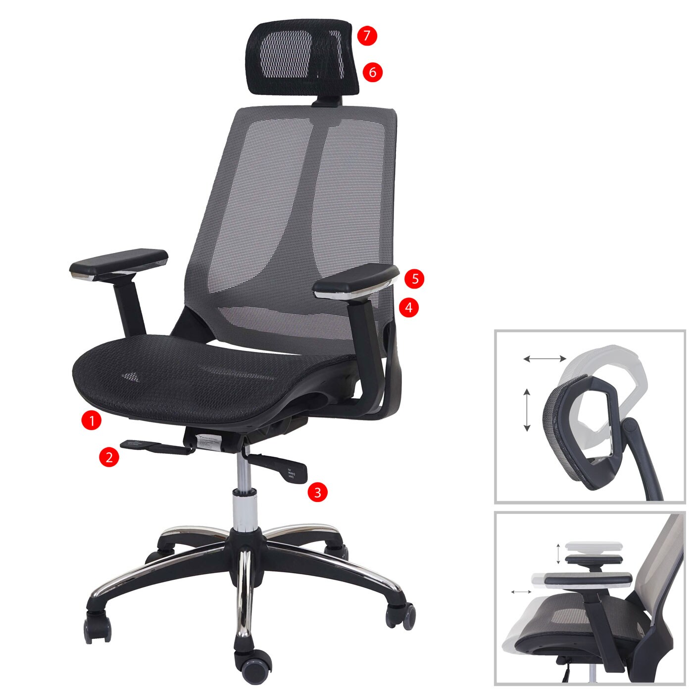 Bürostuhl MCW-A59, Schreibtischstuhl, Sliding-Funktion Stoff/Textil ISO9001 ~ schwarz/grau