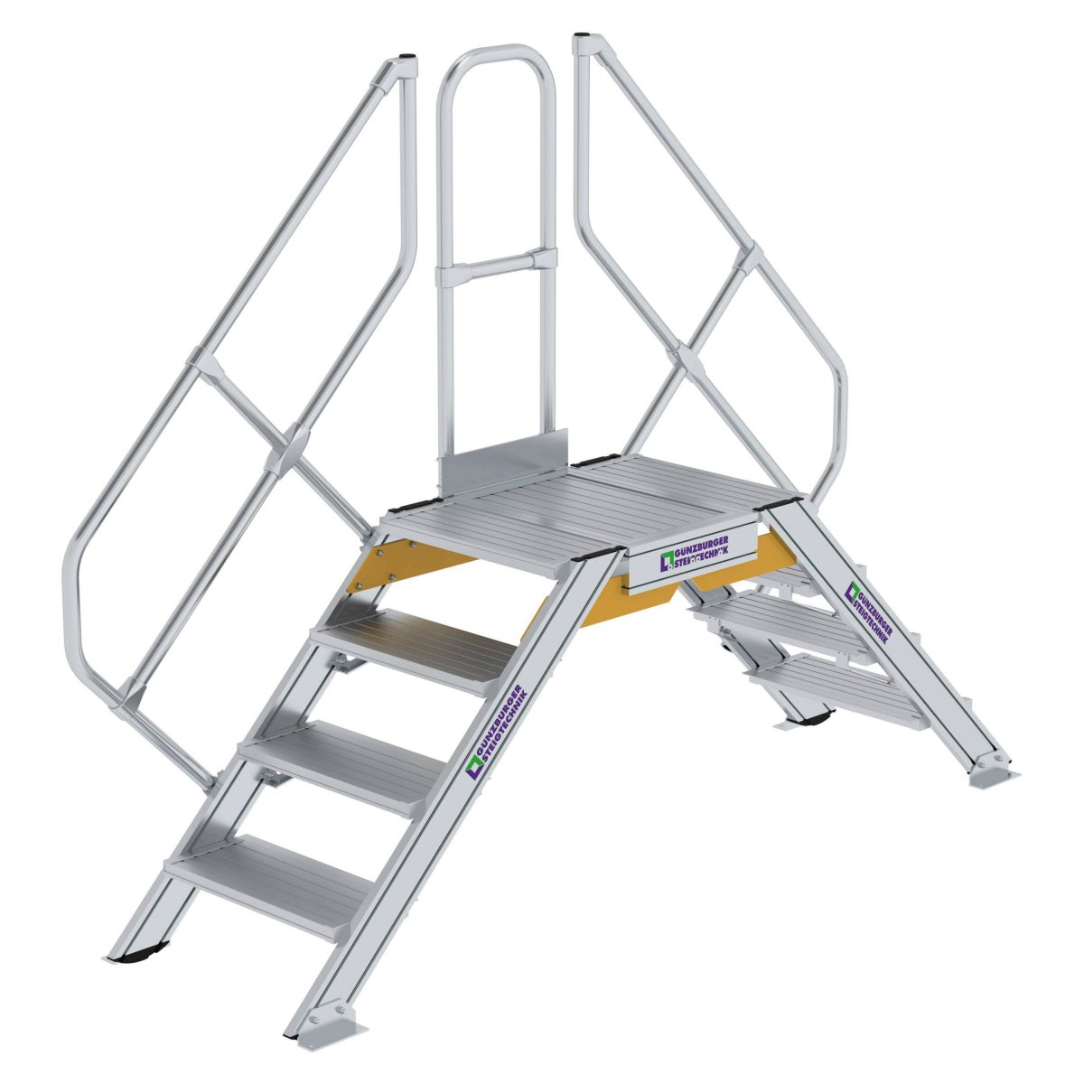 MUNK 45° trede inclusief leuning, tredebreedte 600mm, 2x4 treden