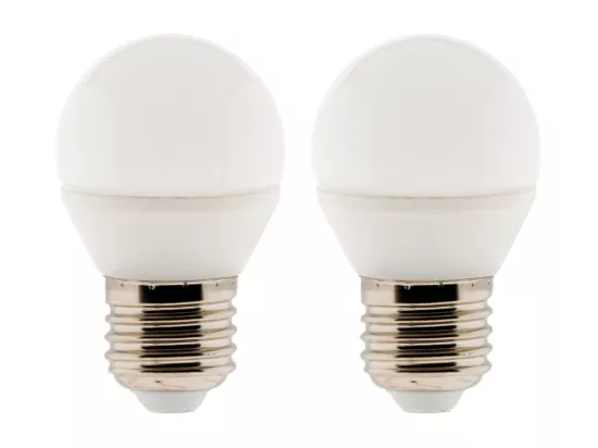 Lot de 2 ampoules LED sphérique 5,2W E27 470lm 2700K - Blanc chaud - Zenitech