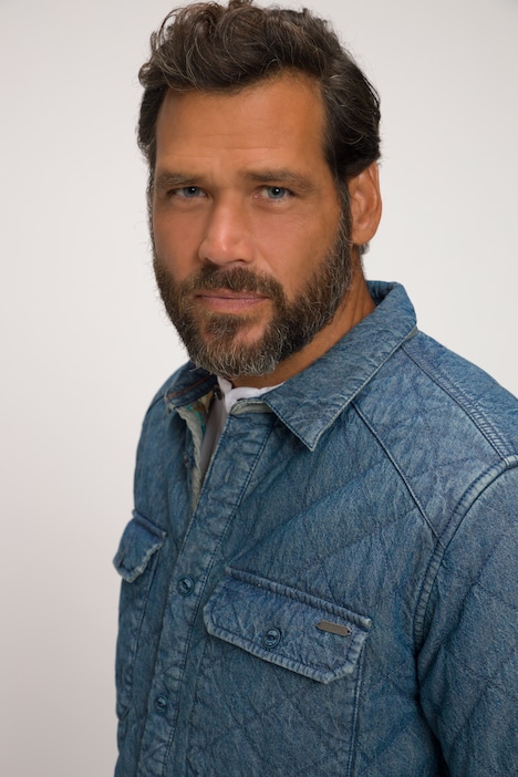 Hemd, Stepp-Overshirt, Denim, Vintage Look, Kentkragen