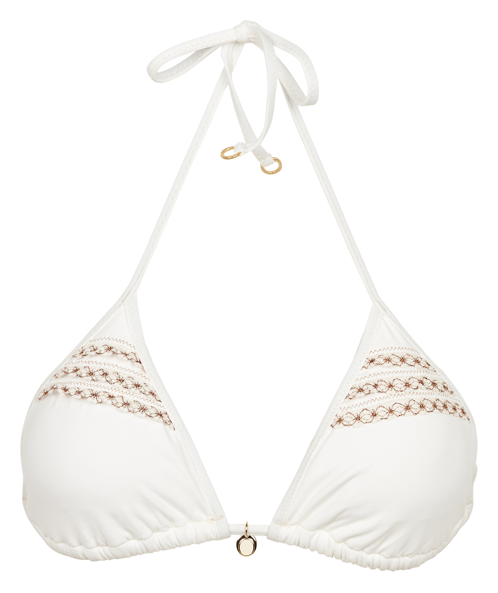 BOKAO LARISAND - Haut de maillot de bain triangle brodé | Beige
