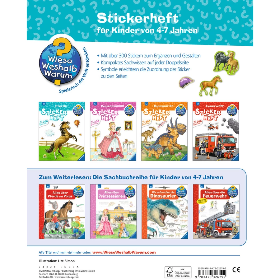 Ravensburger Stickerheft Wieso? Weshalb? Warum? Pferde