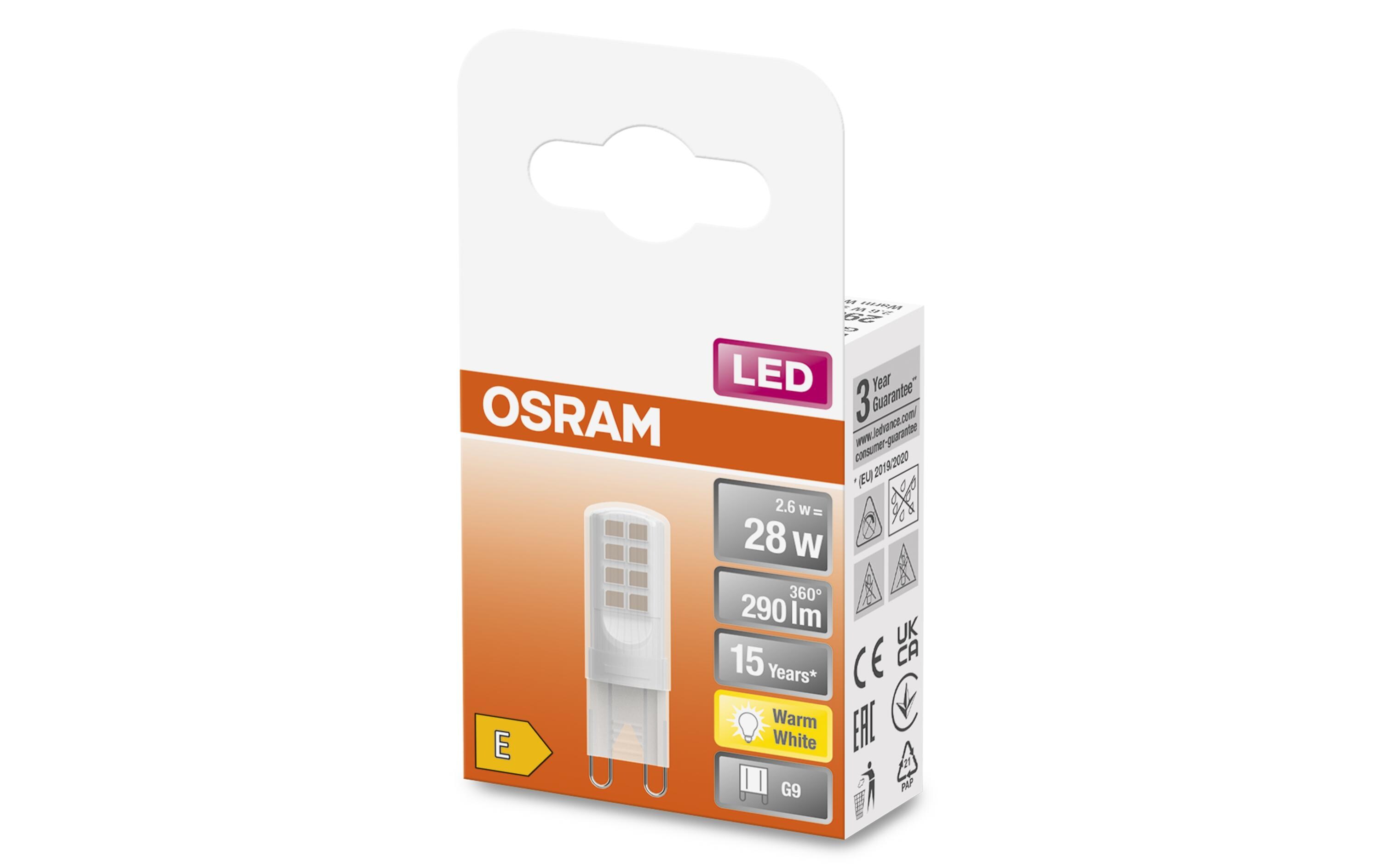 Lampe Pin 28, 2.6W, G9, WarmweissLED-Lampen mit Retrofit-Stecksockel G9