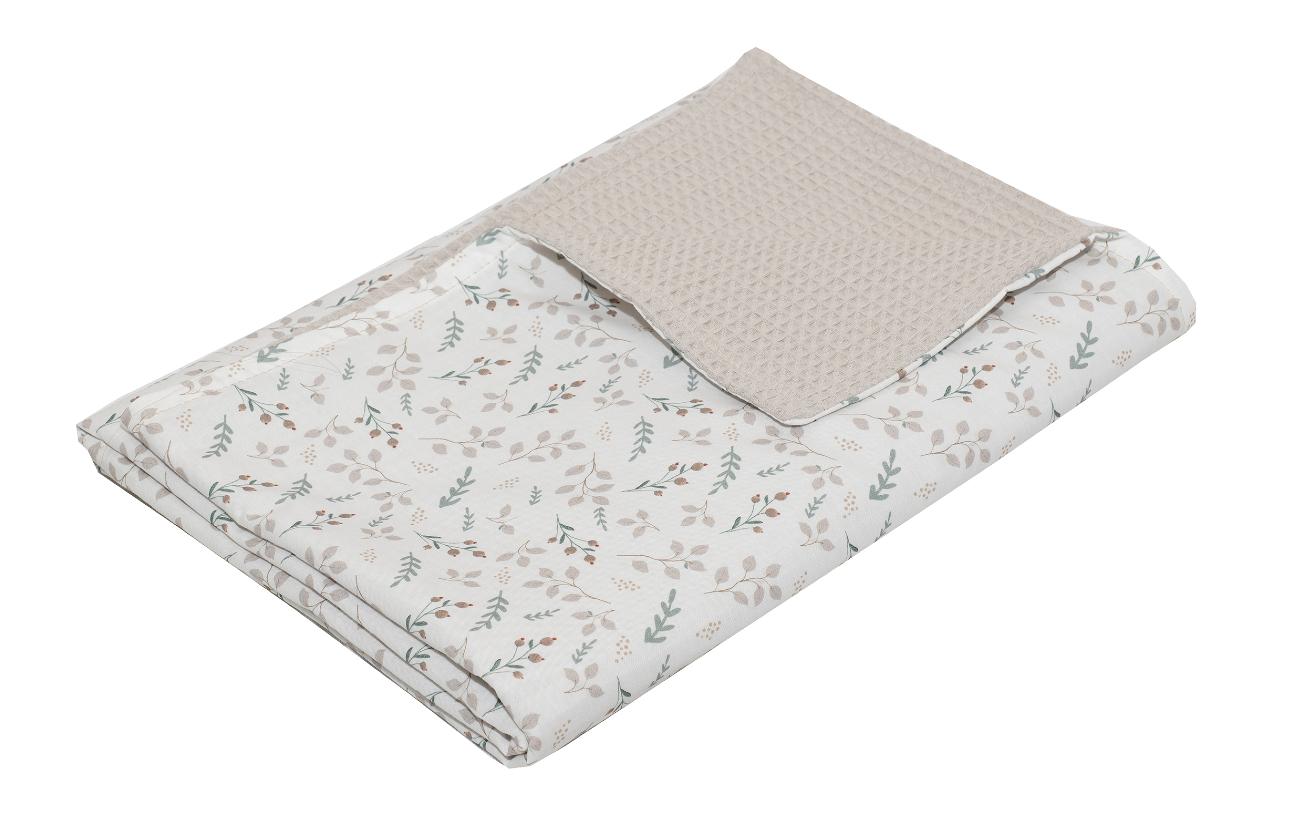 Kuscheldecke Waffel Floral Sand 70 x 100 cmBabydecke mit Blumen