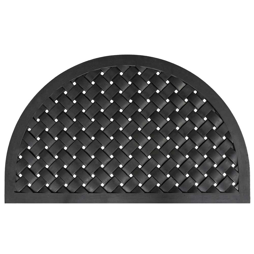 Geweven halfronde rubberen deurmat - 56 x 91 cm