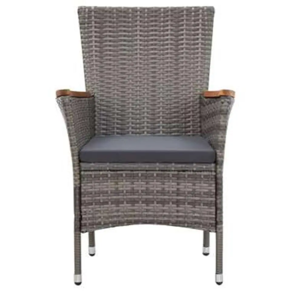 vidaXL - Tuinset - Grijs - Poly rattan - 90 cm tafellengte