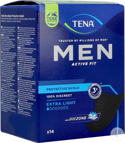 Tena Men Active Fit Protective Shield Protections Pour L'Incontinence Extra Light 14 Pièces