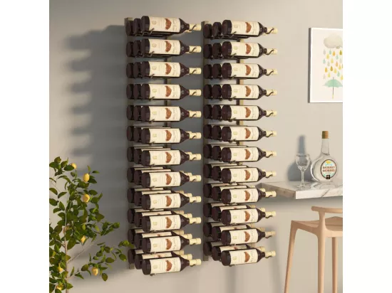 Casier à vin mural pour 36 bouteilles 2 pcs Doré Fer