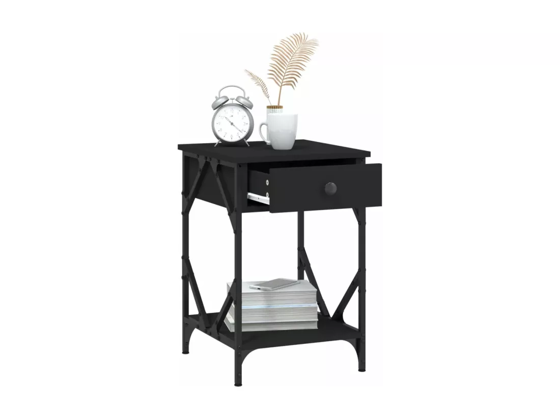 Tables de chevet 2 pcs noir 40x42x60 cm bois d'ingénierie