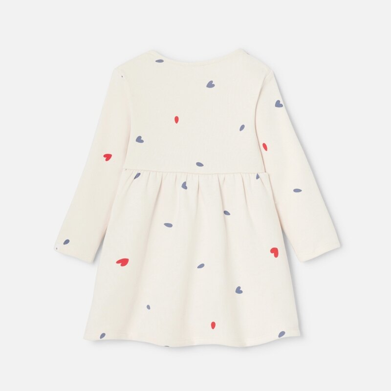 Robe chemise fille molleton cœurs blanc bébé fille Rose