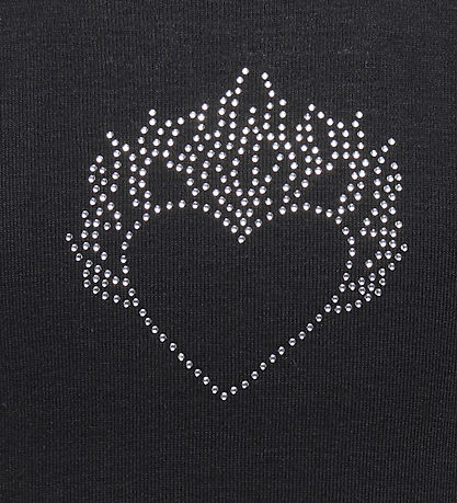 Kids Only T-Shirt - KogKira - Schwarz/Herz m. Glitzerstein