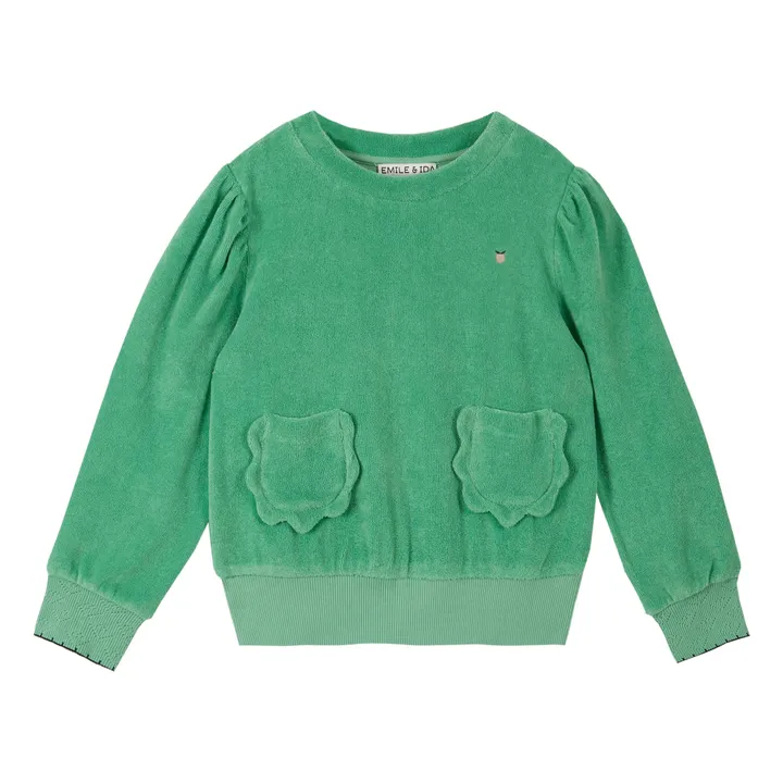 Emile et Ida Sweat Eponge Poches | Vert