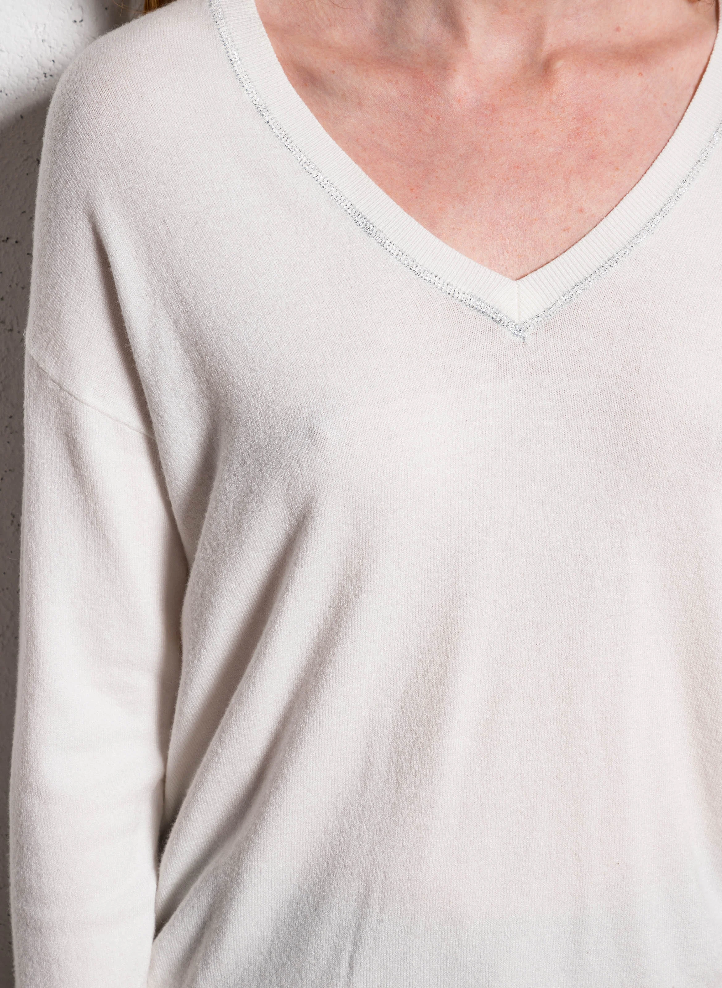 MARSENANO - Pull ample col v | Blanc