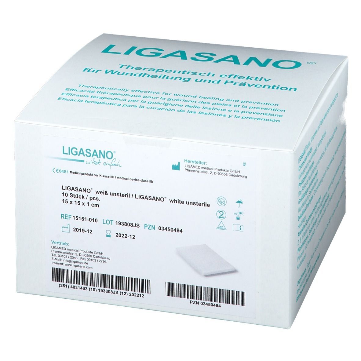 LIGASANO® Pads 15 x 15 x 1 cm unsteril