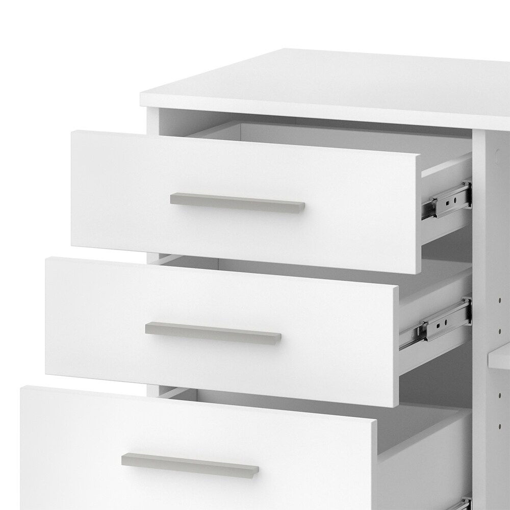 Vicco Rollcontainer Delf Weiß 80 x 40 cm mit 3 Schubladen