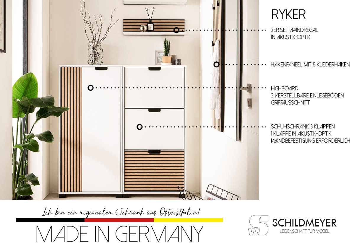 Schildmeyer Garderobenpaneel »Ryker Hakenpaneel, Breite 30 cm« 1 Stk. tlg.