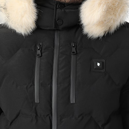 Doudoune Chauffante Capuche Fourrure Val D'Isere Premium Noir Blanc