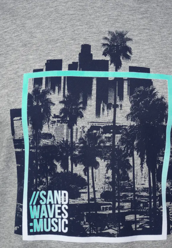 T-Shirt im Printmix - silver grey melange