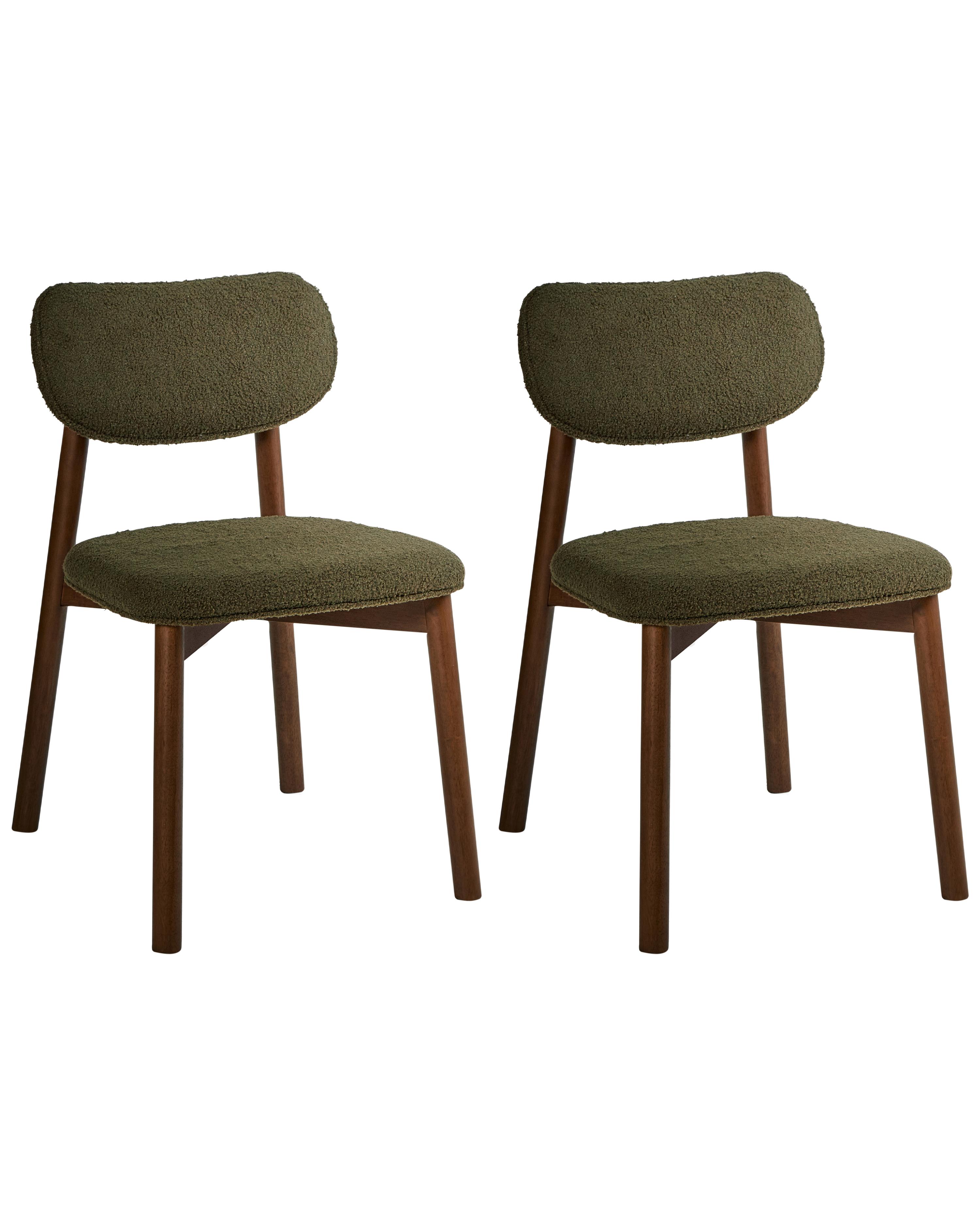 Set van 2 eetkamerstoelen MILLS Bouclé Donkerbruin/groen