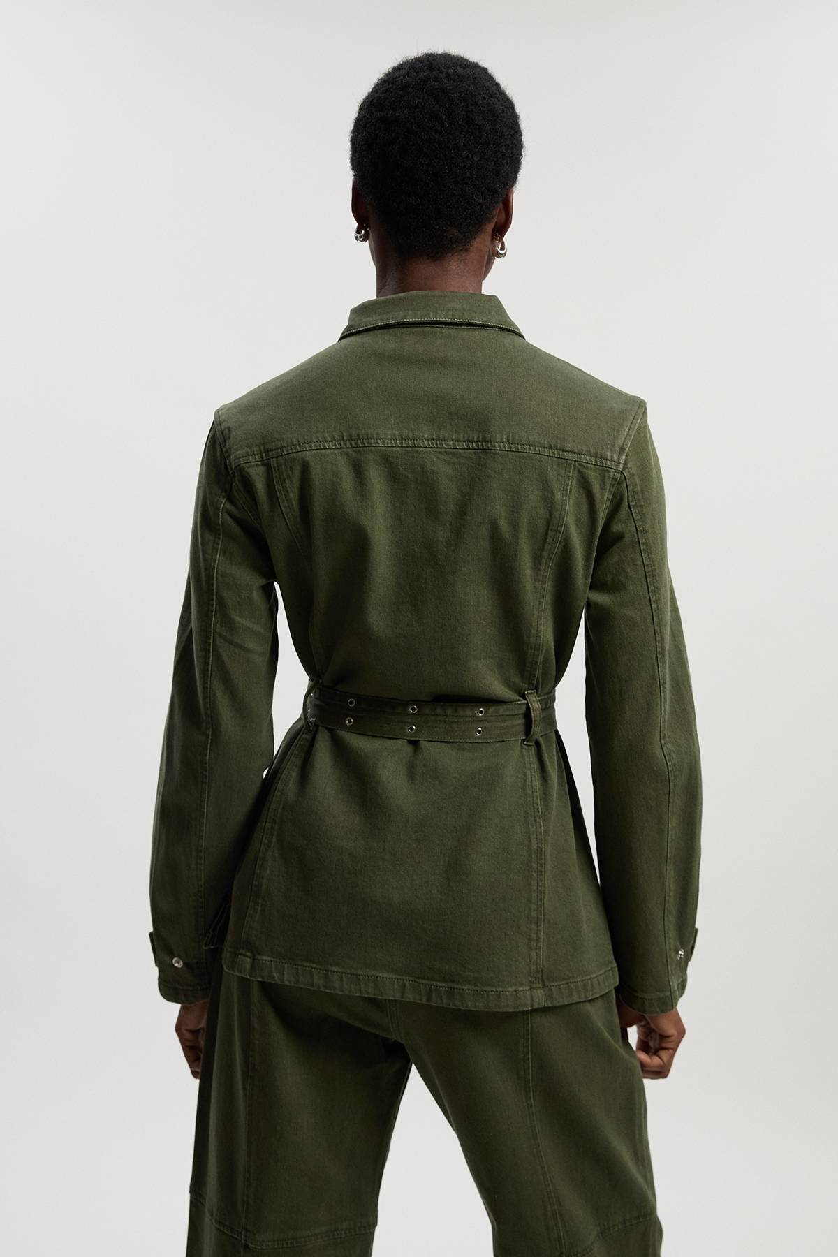 KarenMillen Veste Utilitaire en Denim avec Ceinture