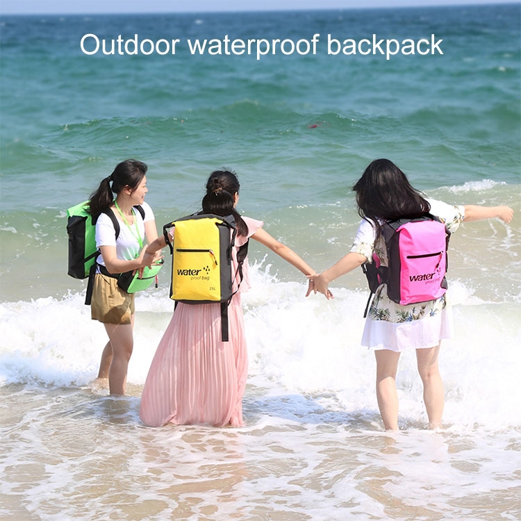(25L) Wasserfester Rucksack Dry Bag Packsack Schwimmsack mit Schultergurt - Rot / Schwarz