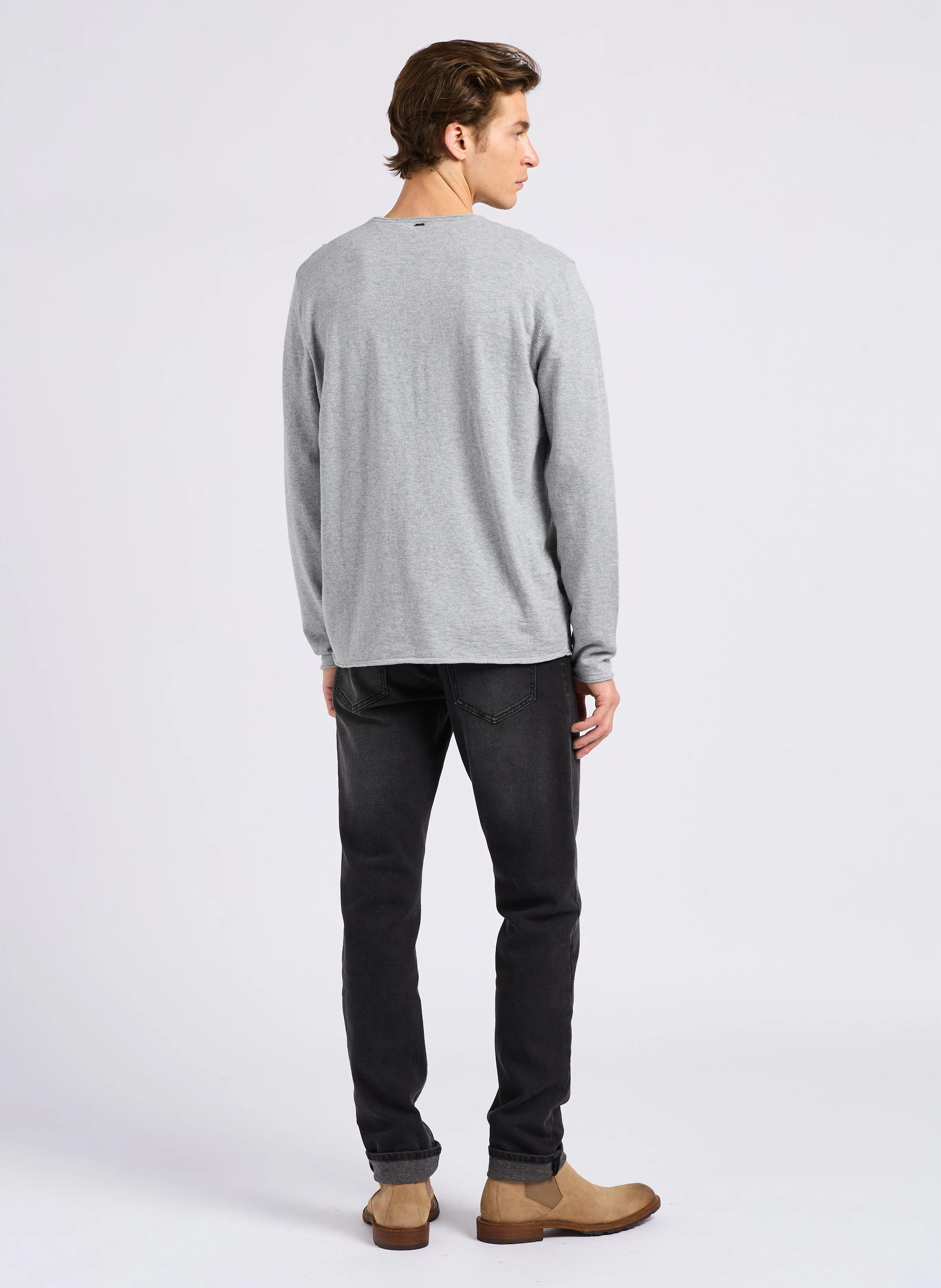Pull col bateau en coton | Gris
