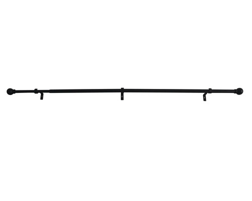 Uitschuifbare gordijnroedeset, bolvormig, zwart, 120-210 cm, Ø 16/19 mm