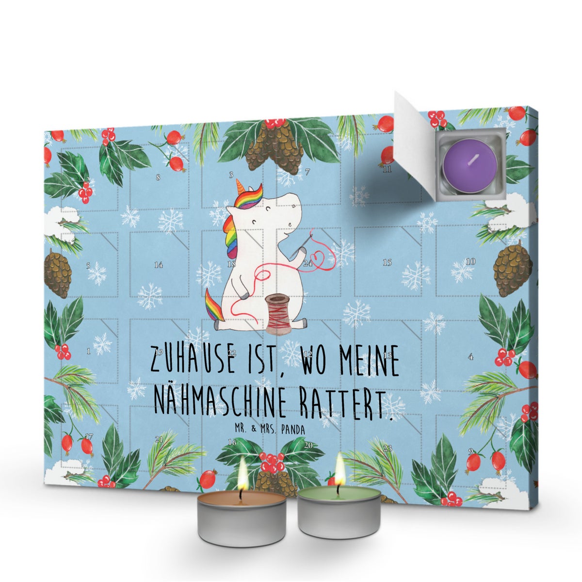 Mr. & Mrs. Panda Geurkaars Adventskalender Eenhoorn Naaister - Pastelblauw
