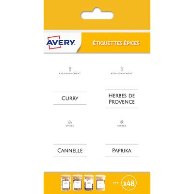 Avery - 48 Étiquettes épices - 37 x 45 mm