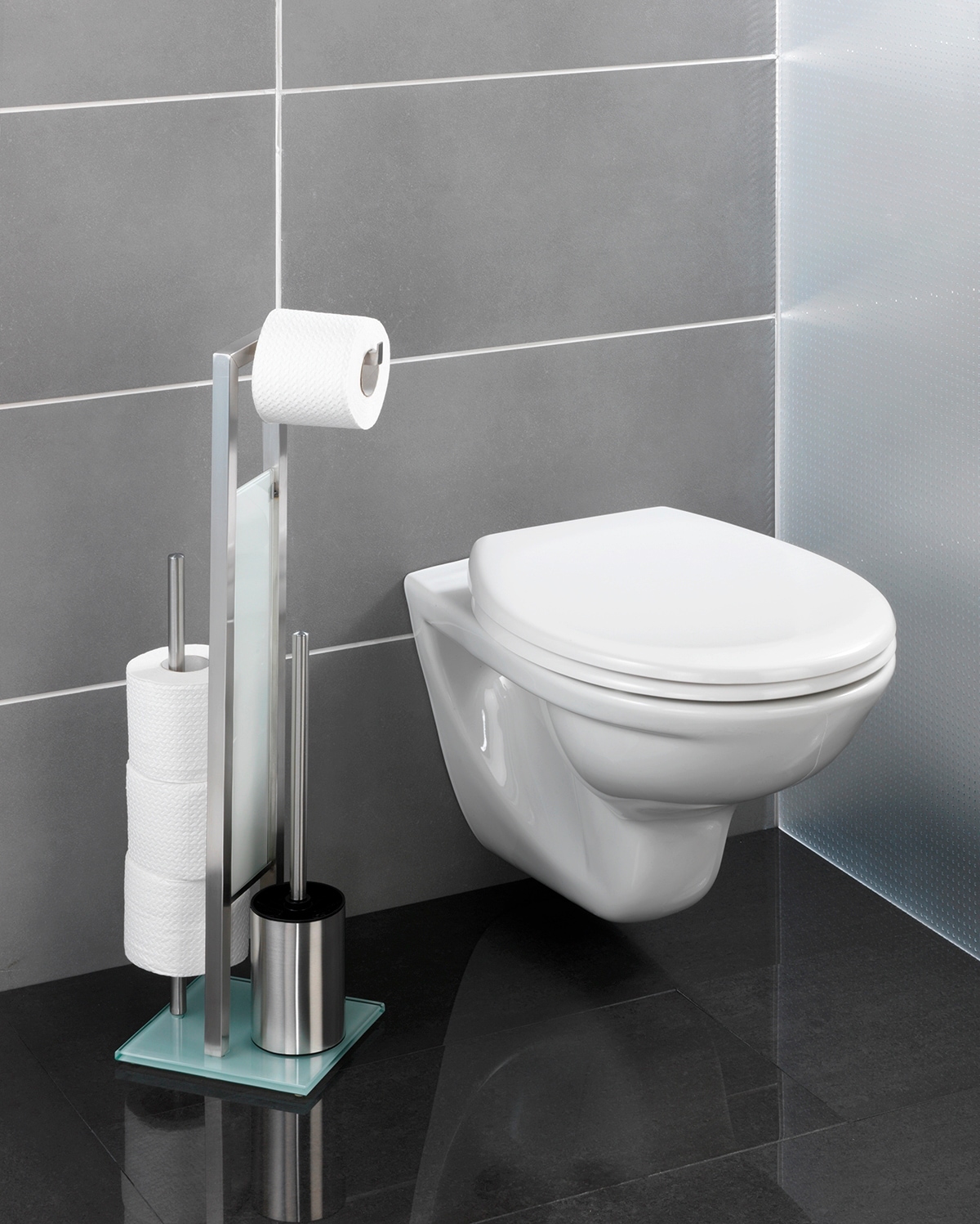 WENKO WC-Garnitur »Rivalta« aus Edelstahl integrierter Toilettenpapierhalter und WC-Bürstenhalter