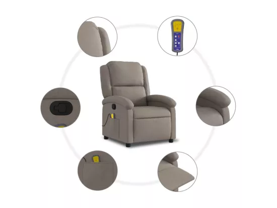 Fauteuil massant inclinable Taupe Tissu