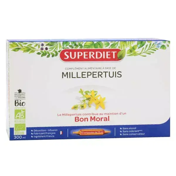 Superdiet Millepertuis Bio 20 ampoules de 15ml