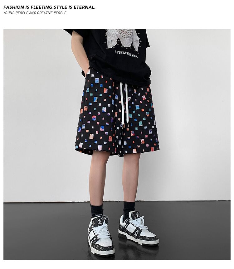 AXEN - Geruite shorts met trekkoordtaille