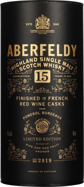 ABERFELDY 15 YEARS POMEROL FINISH SINGLE MALT 70CL