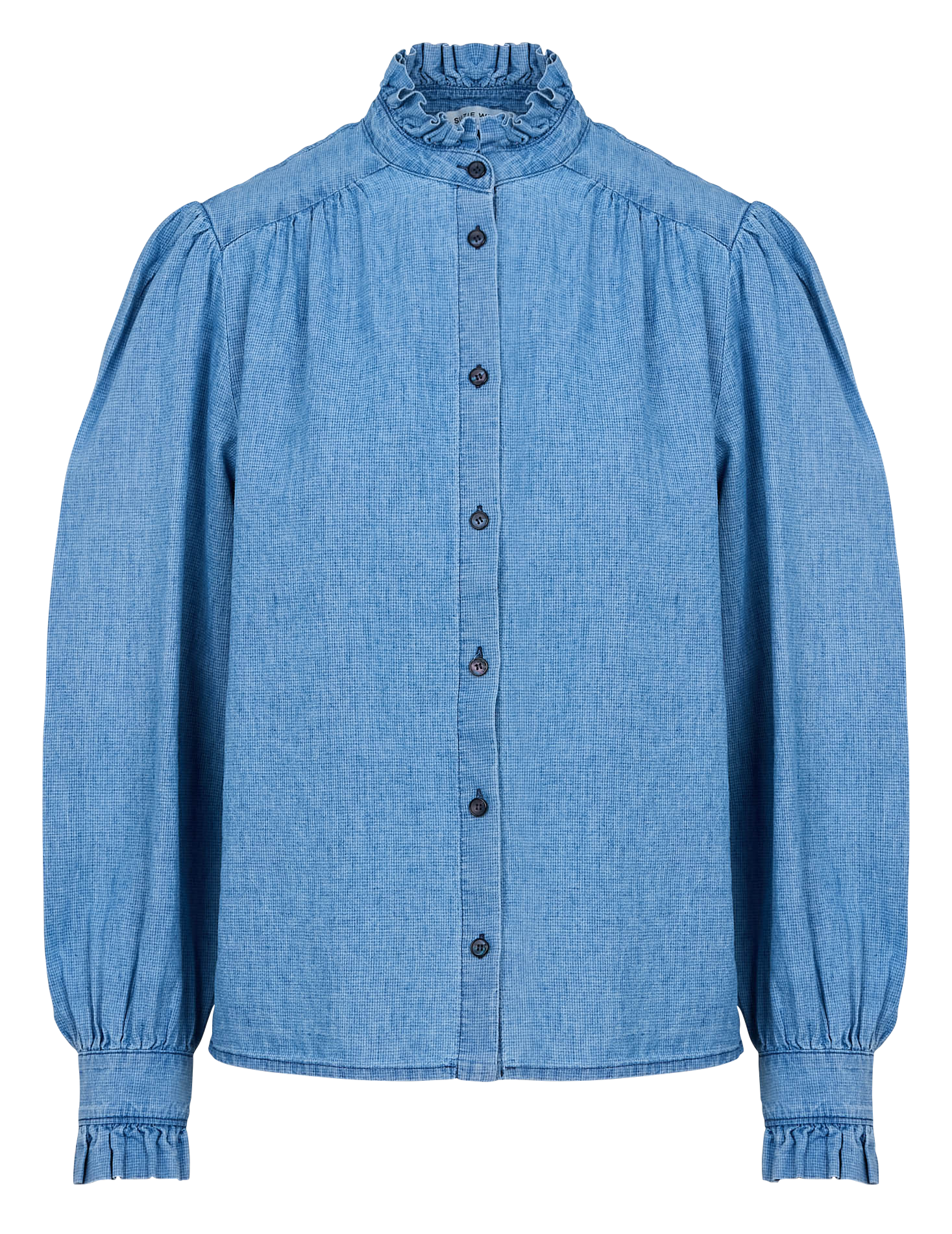 MAXINE - Chemise col victorien ample en coton | Bleu