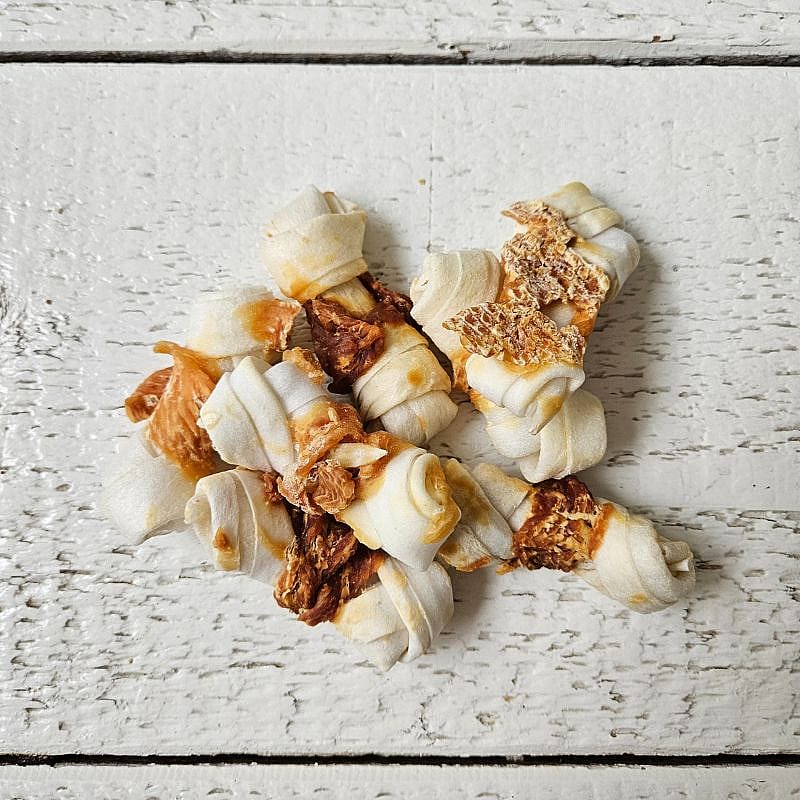 Rawhide Knoopjes met Kip 8 cm Snack Dierapotheker.nl 7 stuks