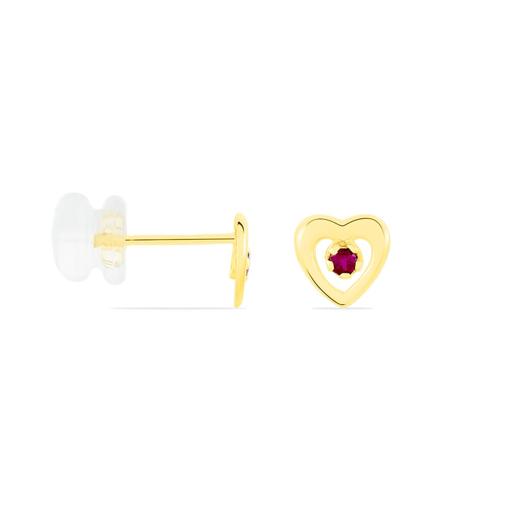 Boucles D'oreilles Puces Izild Or Jaune Rubis