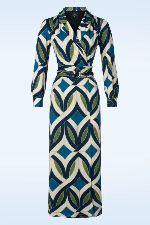K-Design Stella Crossover maxi jurk in blauw