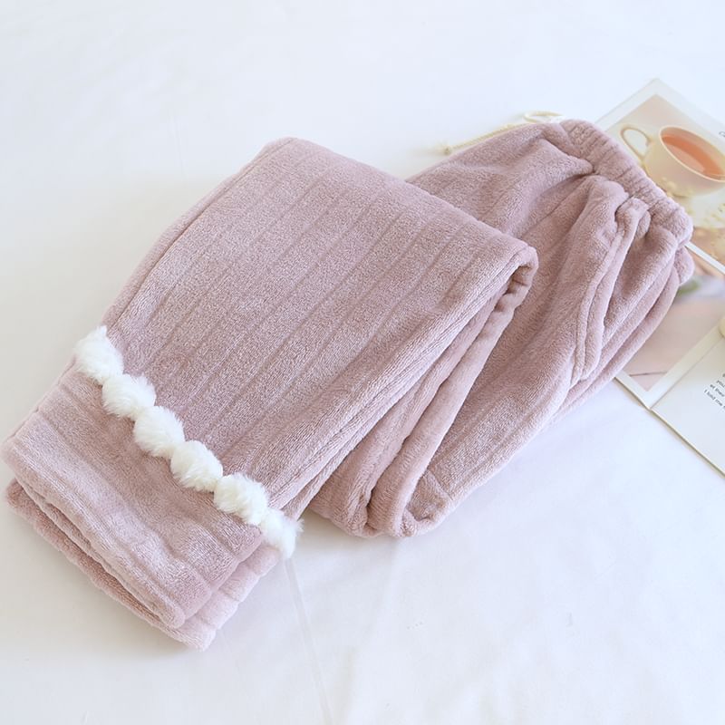 Dogini - Fleece pyjamabroek met trekkoord en pompons