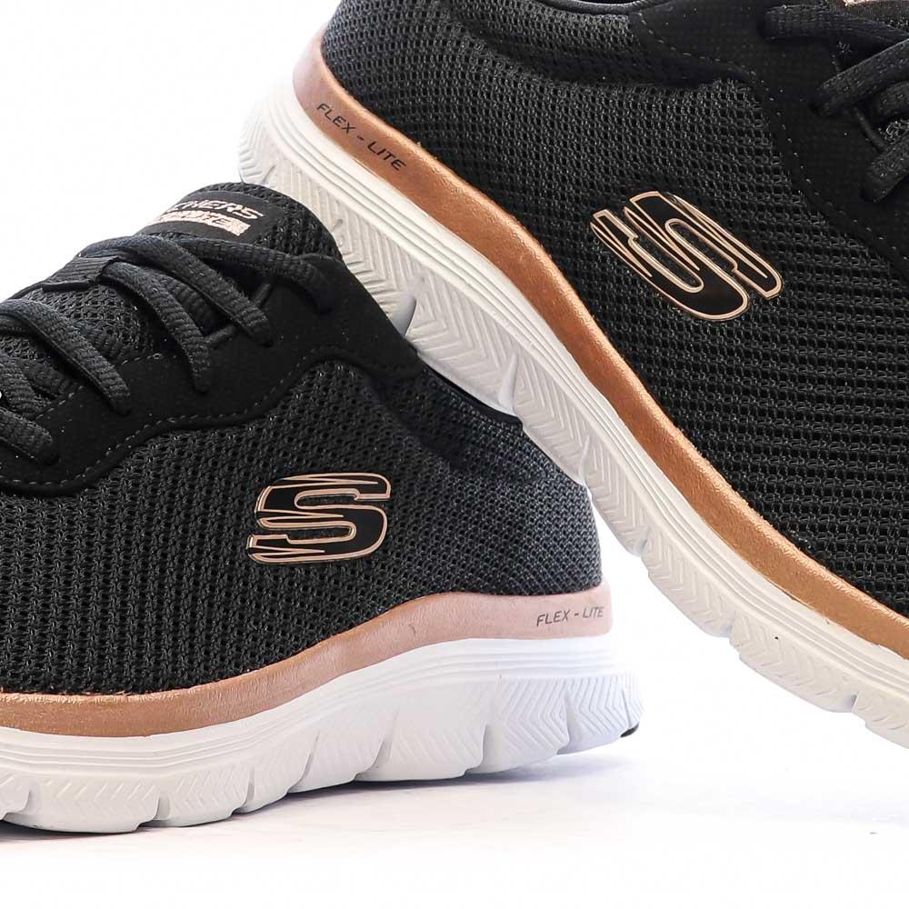 Skechers Chaussures de Sport Noir/Or-Rose Femme Skechers Flex Appeal