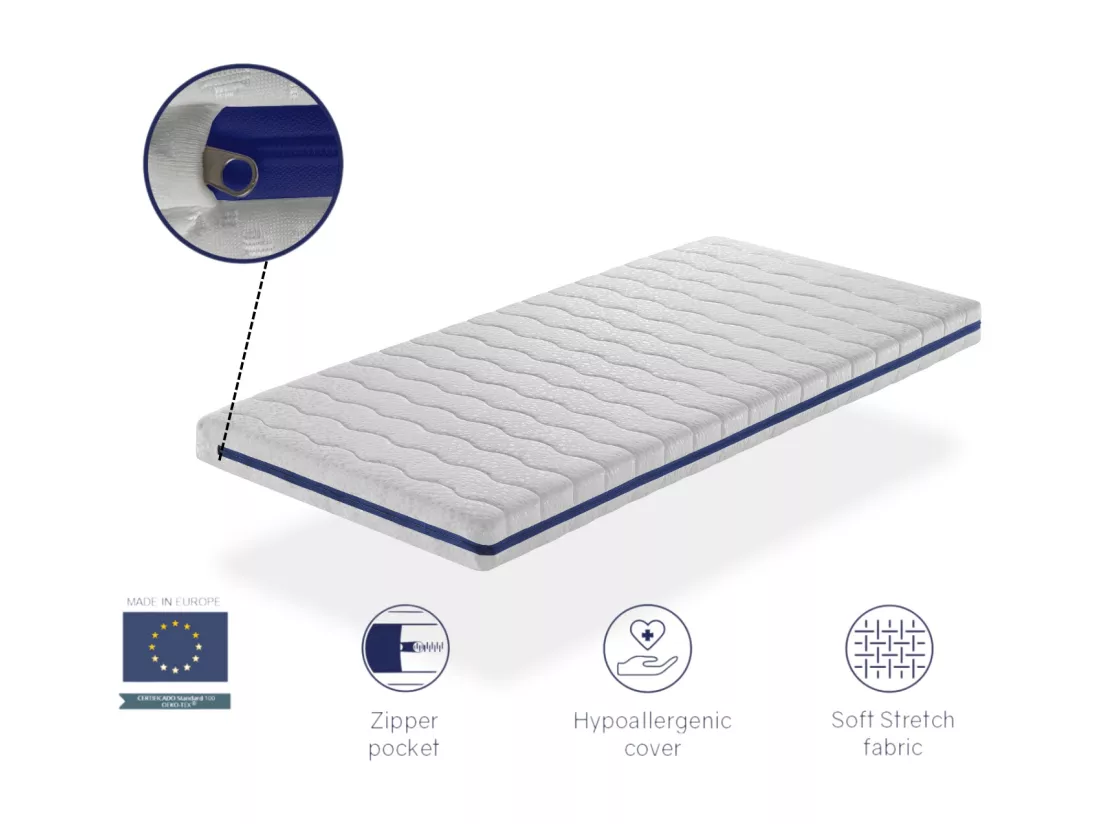 Matelas bebe 67X137 HERMES mousse, Epaisseur 11 CM, Respirante et Dehoussable. Fermete ideale pour les enfants