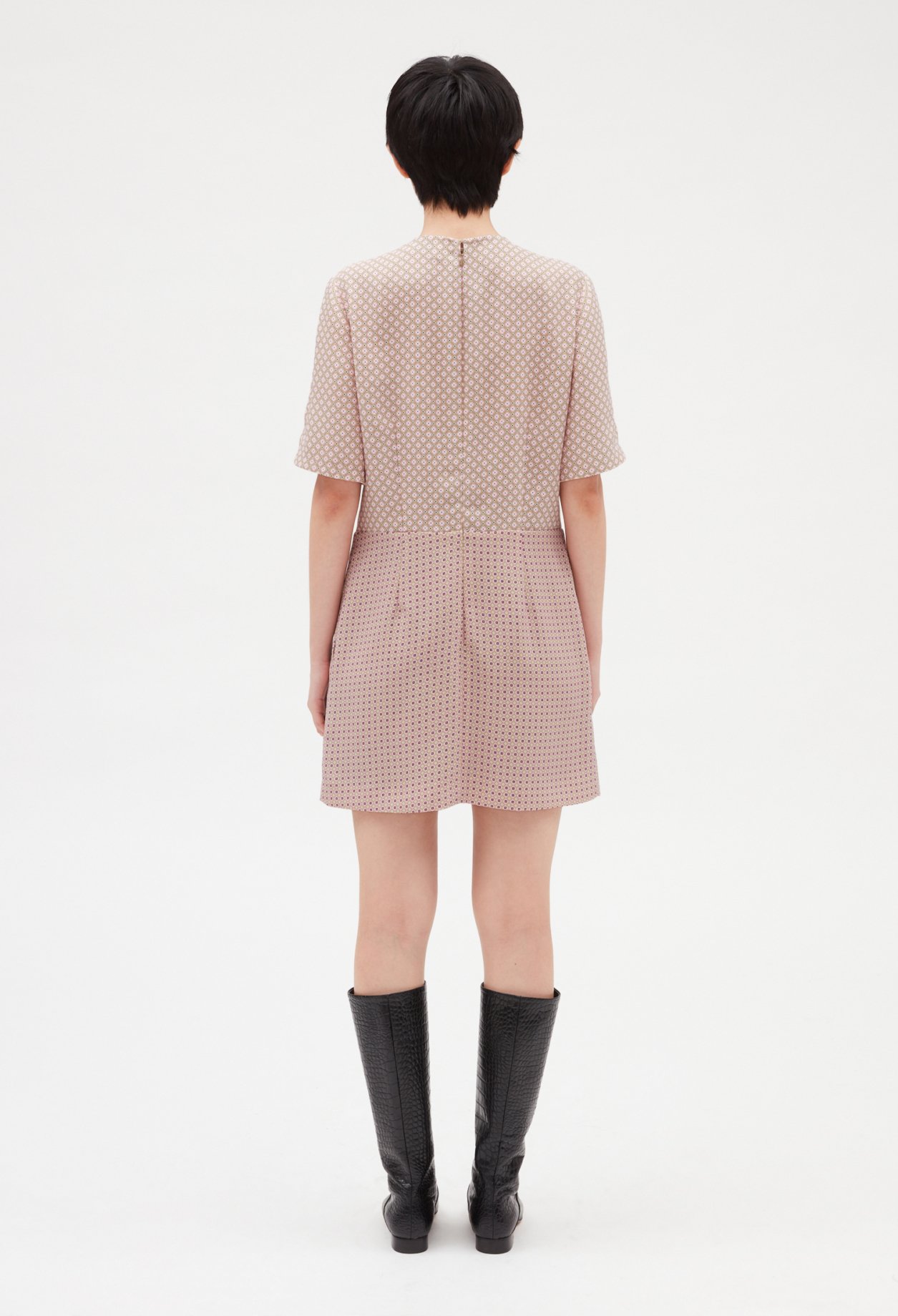 Robe courte imprimee rose