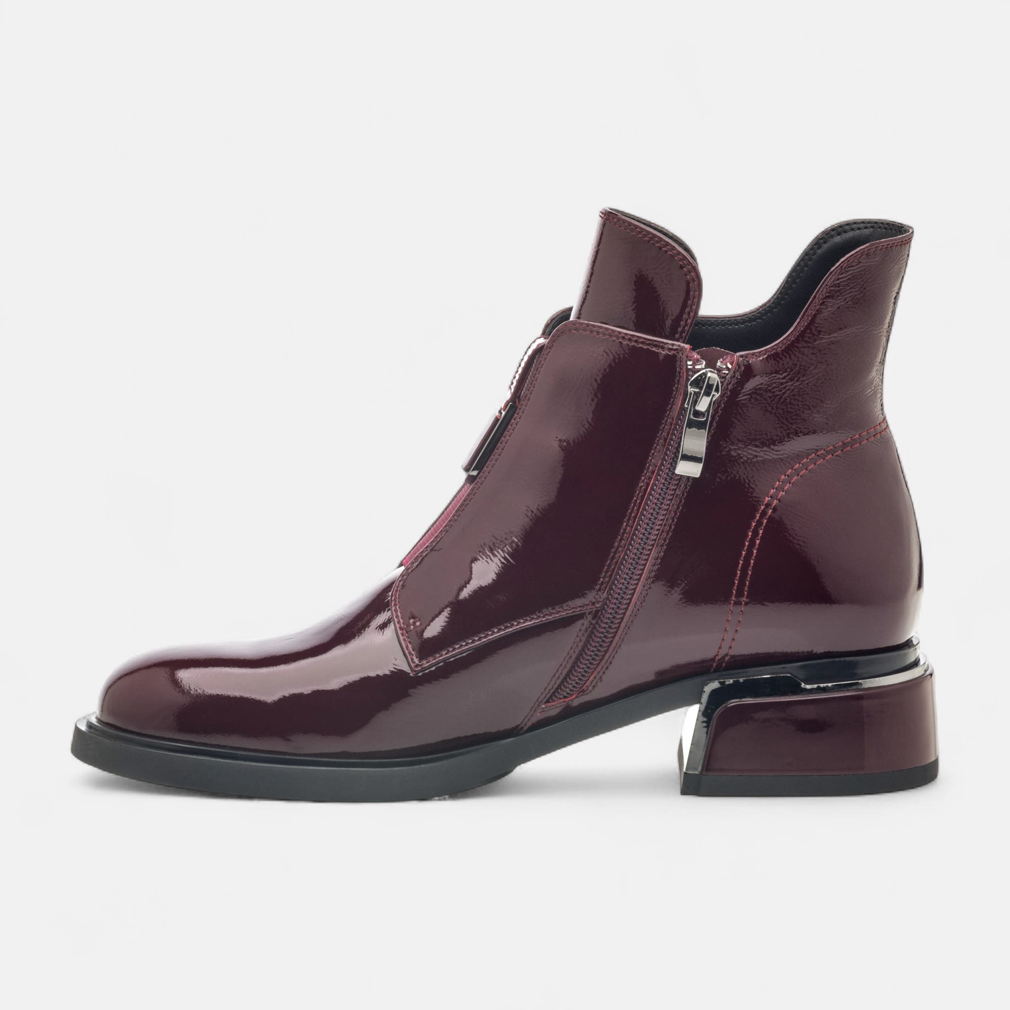 Bottines Femme en cuir bordeaux