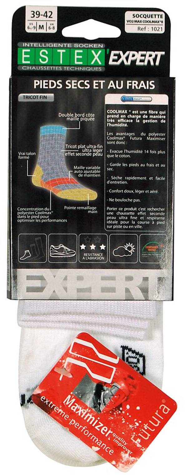 Estex ES1021 - LOT DE 2 PAIRES DE SOCQUETTES VO2 COOLMAX