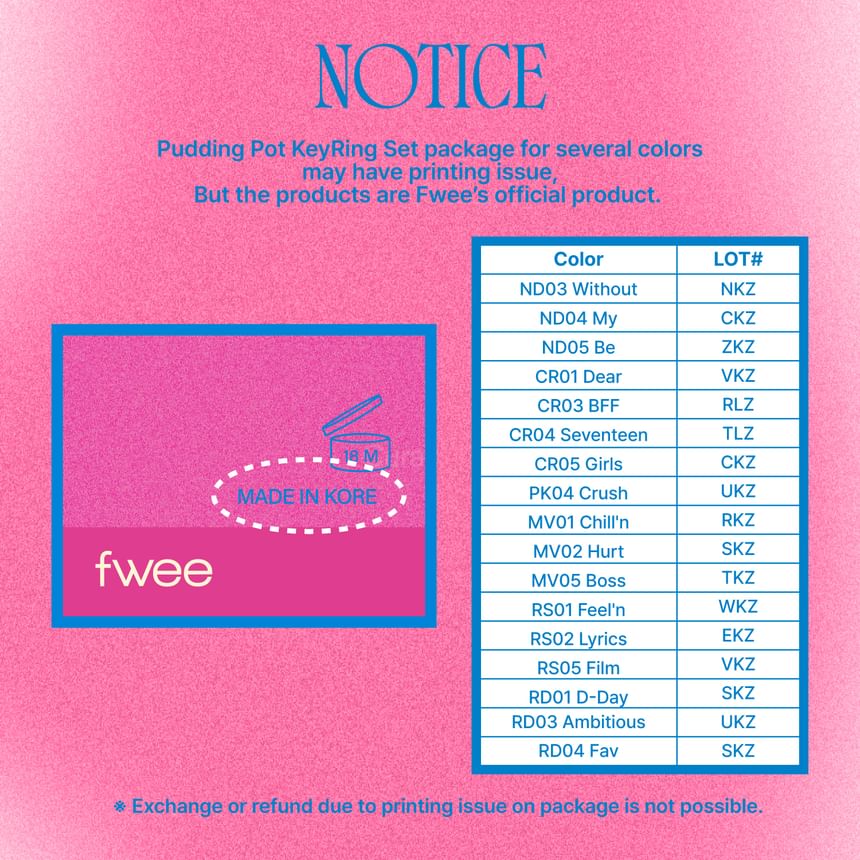 fwee - Puddingpot sleutelhangerset - 35 kleuren