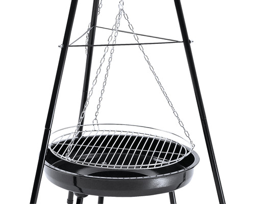 Draaibare houtskoolgrill, in hoogte verstelbaar, geëmailleerde vuurschaal, zwart, Ø 50 cm, H 162 cm